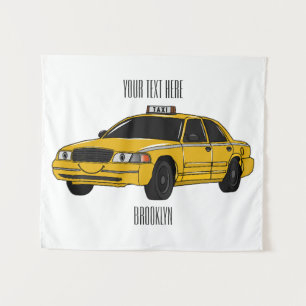 Abbildung des Cartoon Taxi Wandteppich