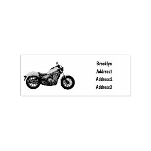 Abbildung des Cartoon von Cruiser Motorrädern Gummistempel