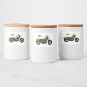 Abbildung des Cartoon von Cruiser Motorrädern Lebensmitteletikett (Flaschen)