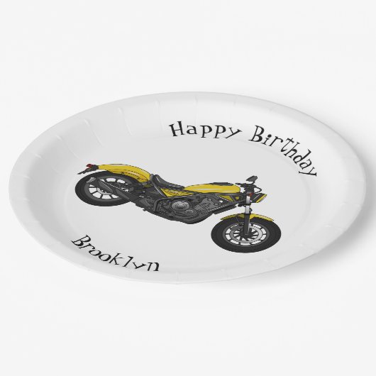 Abbildung des Cartoon von Cruiser Motorrädern Pappteller (Schrägansicht)