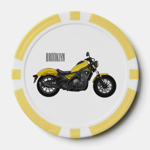 Abbildung des Cartoon von Cruiser Motorrädern Pokerchips