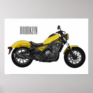 Abbildung des Cartoon von Cruiser Motorrädern Poster