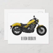 Abbildung des Cartoon von Cruiser Motorrädern Postkarte (Vorne/Hinten)