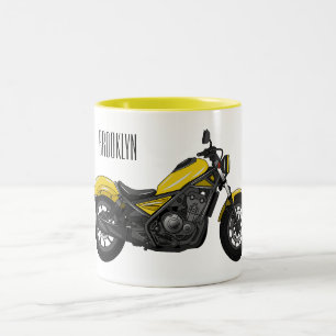 Abbildung des Cartoon von Cruiser Motorrädern Zweifarbige Tasse
