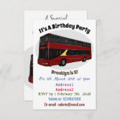 Abbildung des Cartoon von Doppeldeckern Einladung (Vorne/Hinten)