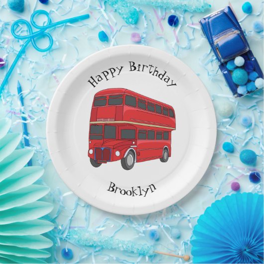 Abbildung des Cartoon von Doppeldeckern Pappteller (Party)