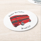 Abbildung des Cartoon von Doppeldeckern Runder Pappuntersetzer (Angewinkelt)