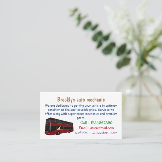 Abbildung des Cartoon von Doppeldeckern Visitenkarte (Stehend Vorderseite)