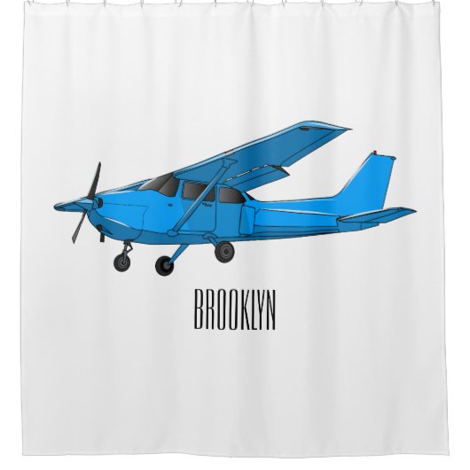 Abbildung des Cartoon von Festflugzeugen Duschvorhang (Vorderseite)