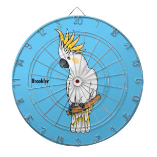 Abbildung des Cartoon von Kakatovogel mit Schwefel Dartscheibe