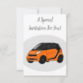 Abbildung des Cartoon von Kleinwagen Einladung (Rückseite)