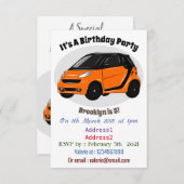 Abbildung des Cartoon von Kleinwagen Einladung (Vorne/Hinten)