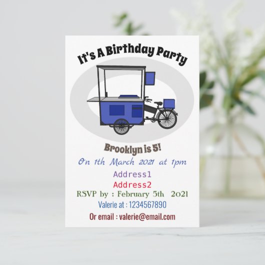 Abbildung des Cartoon von Lebensmittelkartons Einladung (Stehend Vorderseite)