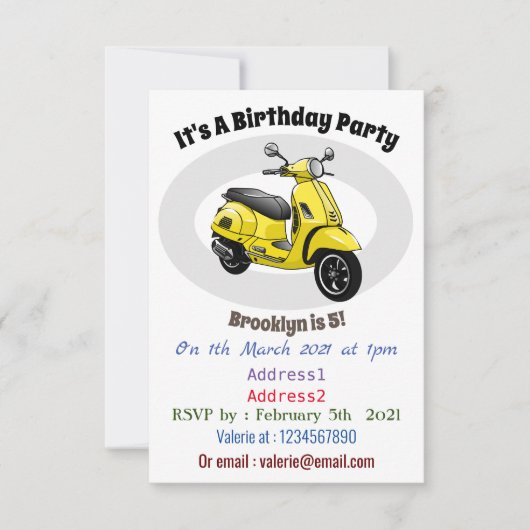 Abbildung des Cartoon von Motorrädern Einladung (Vorderseite)