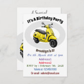 Abbildung des Cartoon von Motorrädern Einladung (Vorne/Hinten)