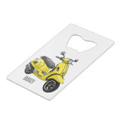 Abbildung des Cartoon von Motorrädern Geldbeutel Flaschenöffner (Rückseite Schrägansicht)