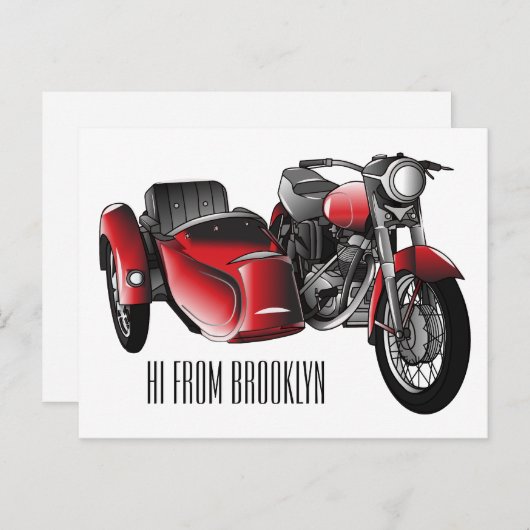 Abbildung des Cartoon von Nebenkraftwagen Postkarte (Vorne/Hinten)