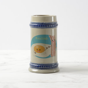 Abbildung des Cartoon von niedlichem Kawaii mit Ei Bierglas