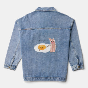 Abbildung des Cartoon von niedlichem Kawaii mit Ei Jeansjacke