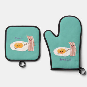 Abbildung des Cartoon von niedlichem Kawaii mit Ei Ofenhandschuh & Topflappen-Set