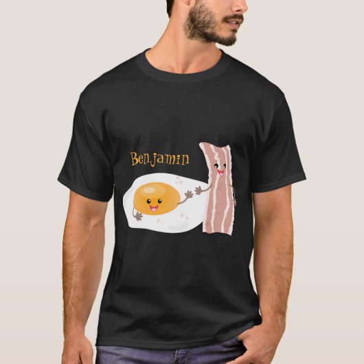 Abbildung des Cartoon von niedlichem Kawaii mit Ei T-Shirt (Vorderseite)