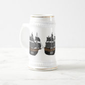 Abbildung des Cartoon von Piratenschiffen Bierglas (Vorderseite Links)