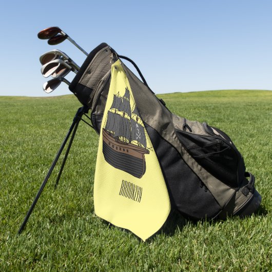 Abbildung des Cartoon von Piratenschiffen Golfhandtuch (Gras)