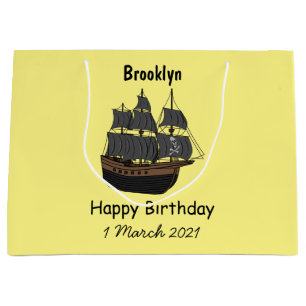 Abbildung des Cartoon von Piratenschiffen Große Geschenktüte