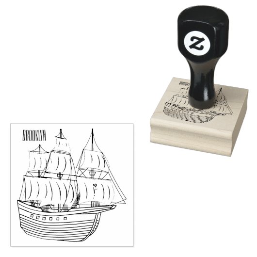 Abbildung des Cartoon von Piratenschiffen Gummistempel (Stempel)