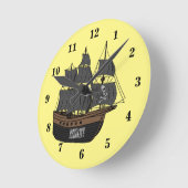 Abbildung des Cartoon von Piratenschiffen Runde Wanduhr (Winkel)