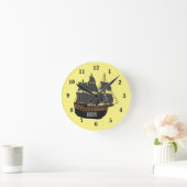 Abbildung des Cartoon von Piratenschiffen Runde Wanduhr (Zuhause)