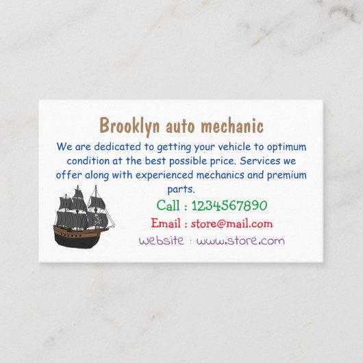 Abbildung des Cartoon von Piratenschiffen Visitenkarte (Vorderseite)
