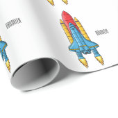 Abbildung des Cartoon von Raketenschiffen Geschenkpapier (Rolleneckpunkt)