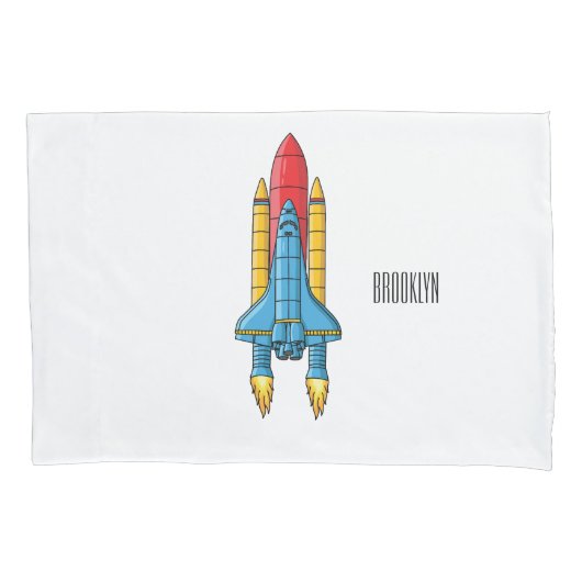 Abbildung des Cartoon von Raketenschiffen Kissenbezug (Vorderseite)