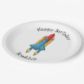 Abbildung des Cartoon von Raketenschiffen Pappteller (Schrägansicht)