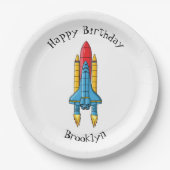 Abbildung des Cartoon von Raketenschiffen Pappteller (Vorderseite)