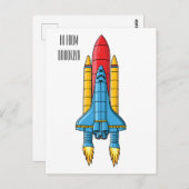 Abbildung des Cartoon von Raketenschiffen Postkarte (Vorne/Hinten)