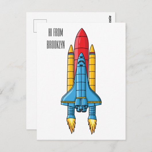 Abbildung des Cartoon von Raketenschiffen Postkarte (Vorne/Hinten)