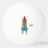 Abbildung des Cartoon von Raketenschiffen Tischtennisball (Rückseite)