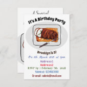 Abbildung des Cartoon von Roasttruthühnern Einladung (Vorne/Hinten)