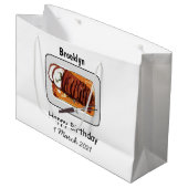 Abbildung des Cartoon von Roasttruthühnern Große Geschenktüte (Vorderseite Schrägansicht)