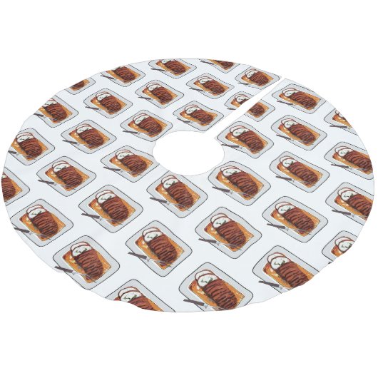 Abbildung des Cartoon von Roasttruthühnern Polyester Weihnachtsbaumdecke (Schrägansicht)