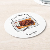 Abbildung des Cartoon von Roasttruthühnern Runder Pappuntersetzer (Angewinkelt)