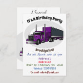 Abbildung des Cartoon von Sattelanhängern Einladung (Vorne/Hinten)