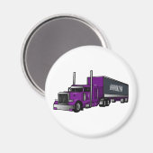 Abbildung des Cartoon von Sattelanhängern Magnet (Vorderseite/Rückseite)