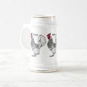 Abbildung des Cartoon von Sebright-Hühnern Bierglas (Vorderseite Links)