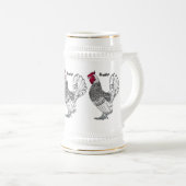 Abbildung des Cartoon von Sebright-Hühnern Bierglas (VorderseiteRechts)