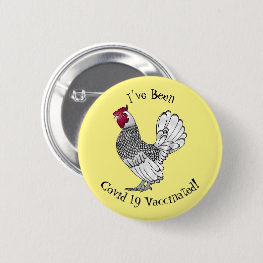 Abbildung des Cartoon von Sebright-Hühnern Button (Vorne & Hinten)