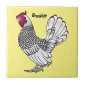 Abbildung des Cartoon von Sebright-Hühnern Fliese (Vorderseite)