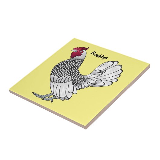 Abbildung des Cartoon von Sebright-Hühnern Fliese (Seite)